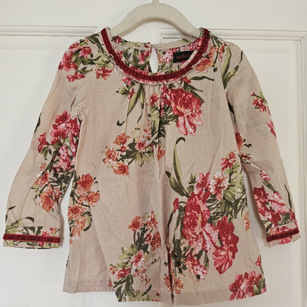 Catimini Red and Green Floral Top
